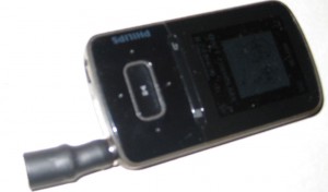 mp3 player with AFT emitter plugged into headphone jack